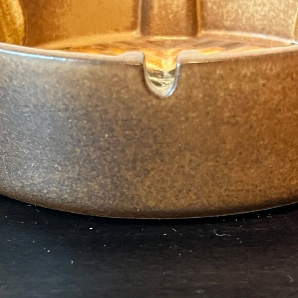 Pottery Craft Ceramic Ashtray 7" MCM Brown Black Vintage 1970s - Picture 4 of 7